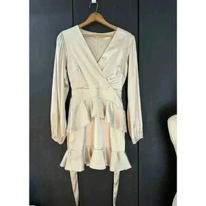 Altar'd State Cream Long Sleeve Dress